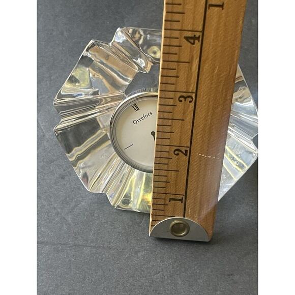 Orrefors Sweden Orion Crystal Desk Clock Paperweight 1970s  Orrefors Vintage Vanity Desk Clock Clear Crystal Paperweight Rare Deco MCM